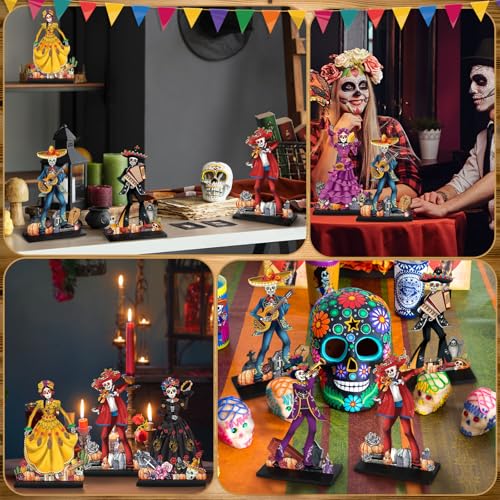 8 Pcs Day of the Dead Wooden Table Decorations - Dia De Los Muertos Centerpieces
