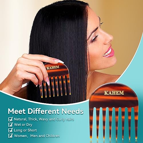 KAHEM Handmade Small Wide Tooth Comb for Curly Hair, Pocket Size, Unbreakable, 1PCS