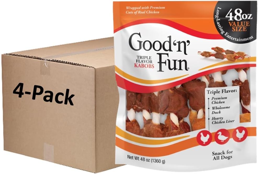 Long-Lasting Dog Treat Kabobs - Real Proteins with Beef Hide & Chicken | Supports Dental Health, 24 oz