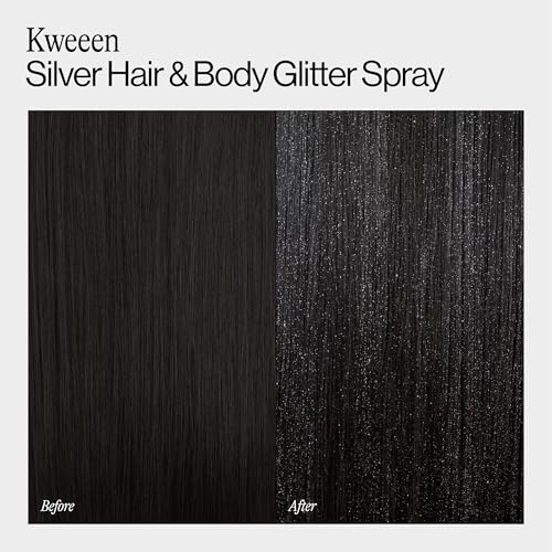 Eva NYC Kweeen Silver Hair & Body Glitter Spray - Quick Dry, Warm Vanilla Scent, 4.9 oz