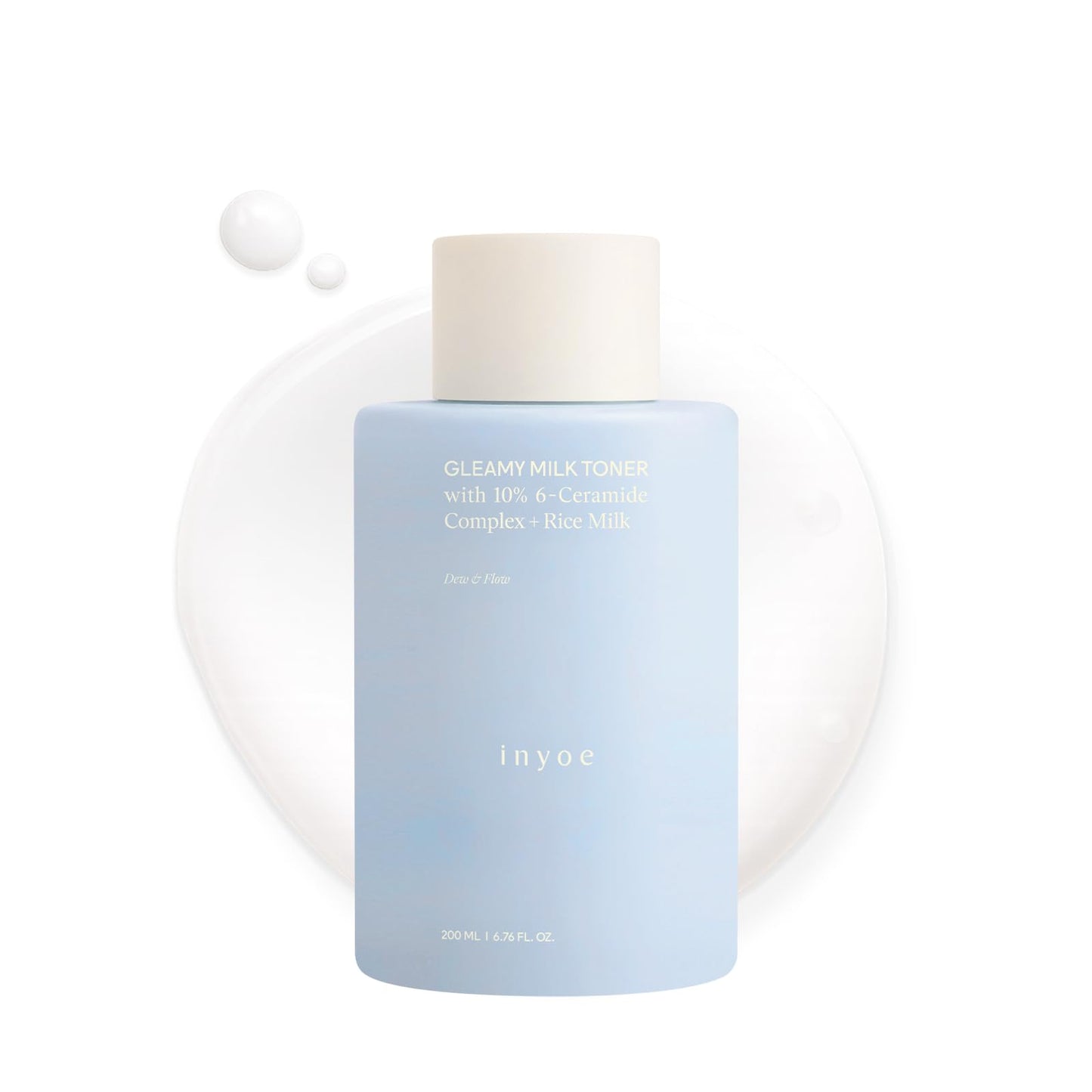 inyoe Gleamy Milk Toner with 10% 6-Ceramide Complex + Rice Milk, Cream Milk Barrier Toner for Hydrated Dewy Glow, for Sensitive Skin, Korean Skin Care, 6.76 fl oz