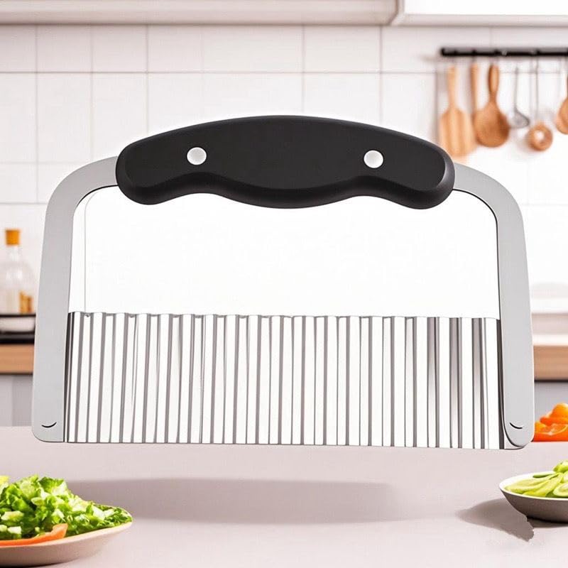 Stainless Steel Crinkle-Cut Wave Slicer for French Fries & Vegetables