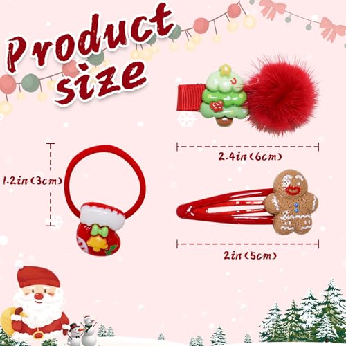 30-Piece Christmas Hair Accessories Set for Girls, Festive Hair Clips & Ties