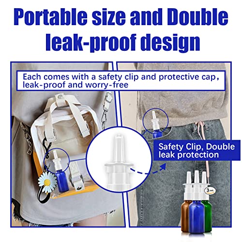 Cupohus 30ml Glass Nasal Spray Bottles, 3-Pack Leak-Proof Travel Atomizers