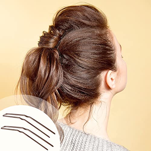 Brown 3-Inch U-Shaped Hair Pins for Buns & Hairstyles - 36 Pack