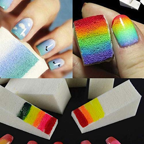 LASSUM 12 Pcs Gradient Nail Sponges for Color Fade Manicure Nail Art Tools