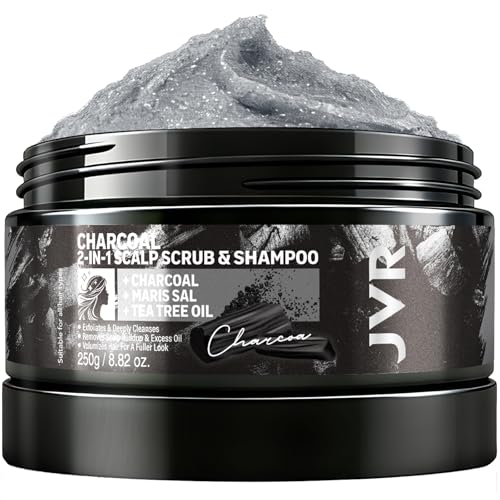 JVR 2-in-1 Charcoal Scalp Scrub Shampoo - Clarifying Exfoliator & Detox