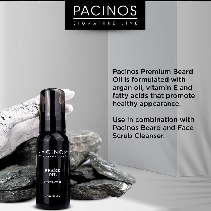 Pacinos Beard Oil for Men - 2oz Moisturizing & Softening Beard Conditioner with Tea Tree