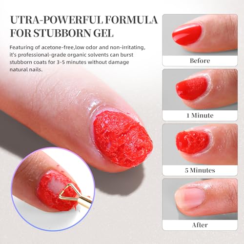 NORCICO Gel Nail Polish Remover - 0.5 Fl Oz, Acetone-Free, Fast-Acting