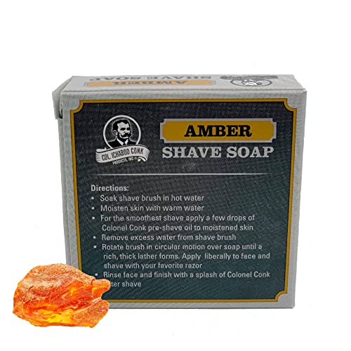 Colonel Conk Amber Shave Soap Super Bar - Moisturizing 3.15 oz Shaving Puck