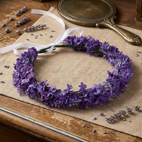 Lurrose Lavender Flower Crown - Simulated Floral Headband for Weddings