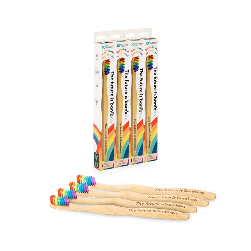 Eco-Friendly Bamboo Toothbrush Set for Adults - Soft Bristles, Pack of 4