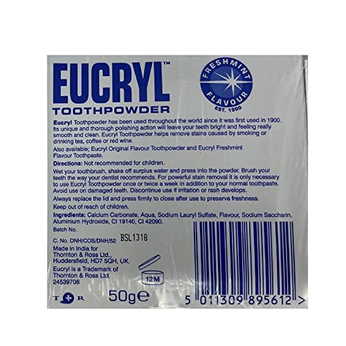 Eucryl Smokers Tooth Powder Freshmint Flavour - 50g (Pack of 2)
