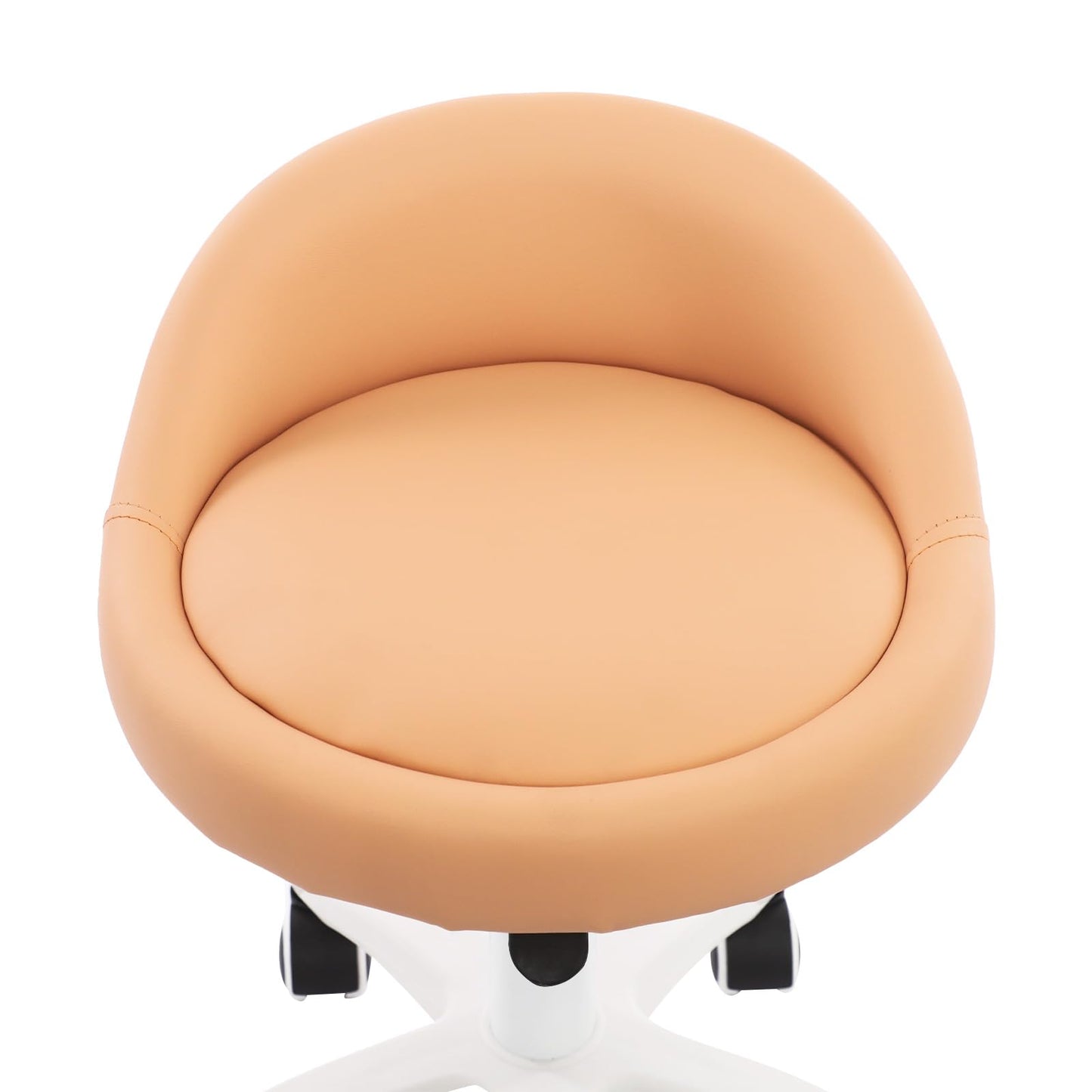 Titunjian Rolling Stool Chair with Backrest Round PU Leather Swivel Salon Stool Adjustable Height Drafting Tattoo Office Chair for Spa Salon Tattoo Massage Dental Office (Orange)