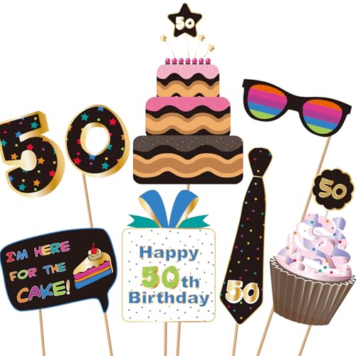 50th Birthday Photo Booth Props Kit - 40 Premium Quality Accessories