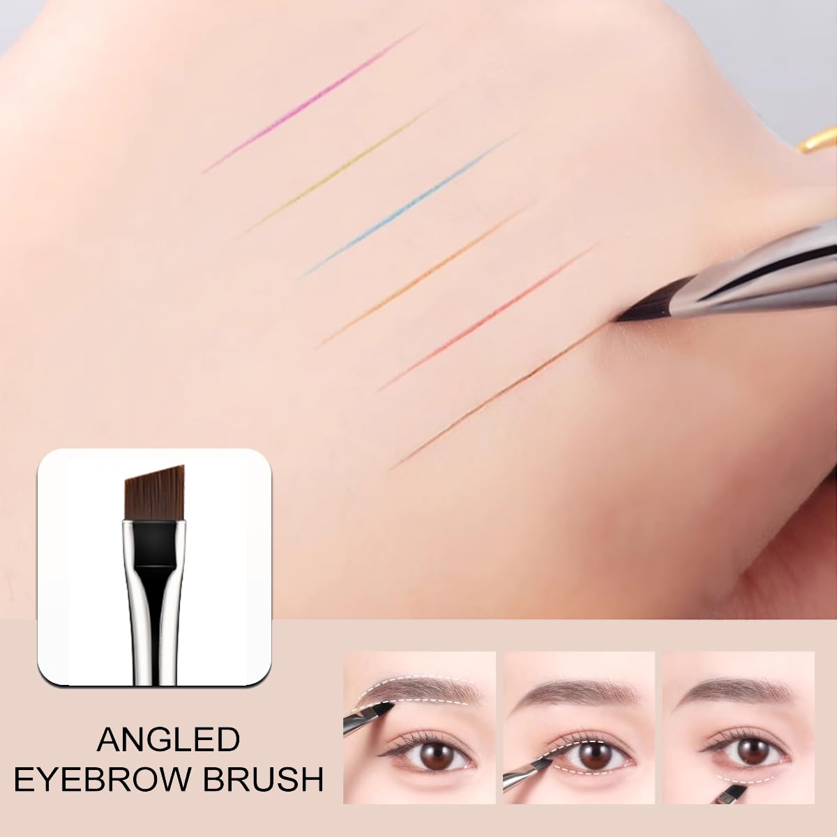 Eyebrow Brush Spoolie - Professional Duo Angled Brush for Lining & Shaping Brows | Black