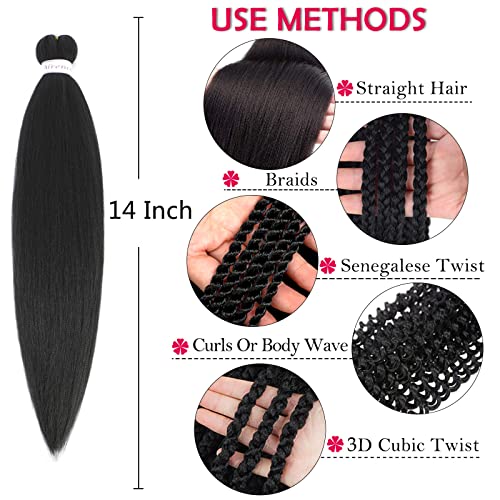 Alrence 14 Inch Pre-Stretched Braiding Hair - 8 Packs for Knotless Braids