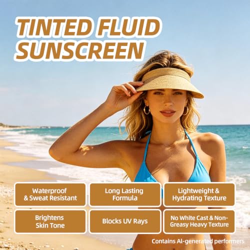 Clenome 4-in-1 Tinted Moisturizer SPF 50 | Ivory White - Lightweight Sunscreen with Dewy Finish