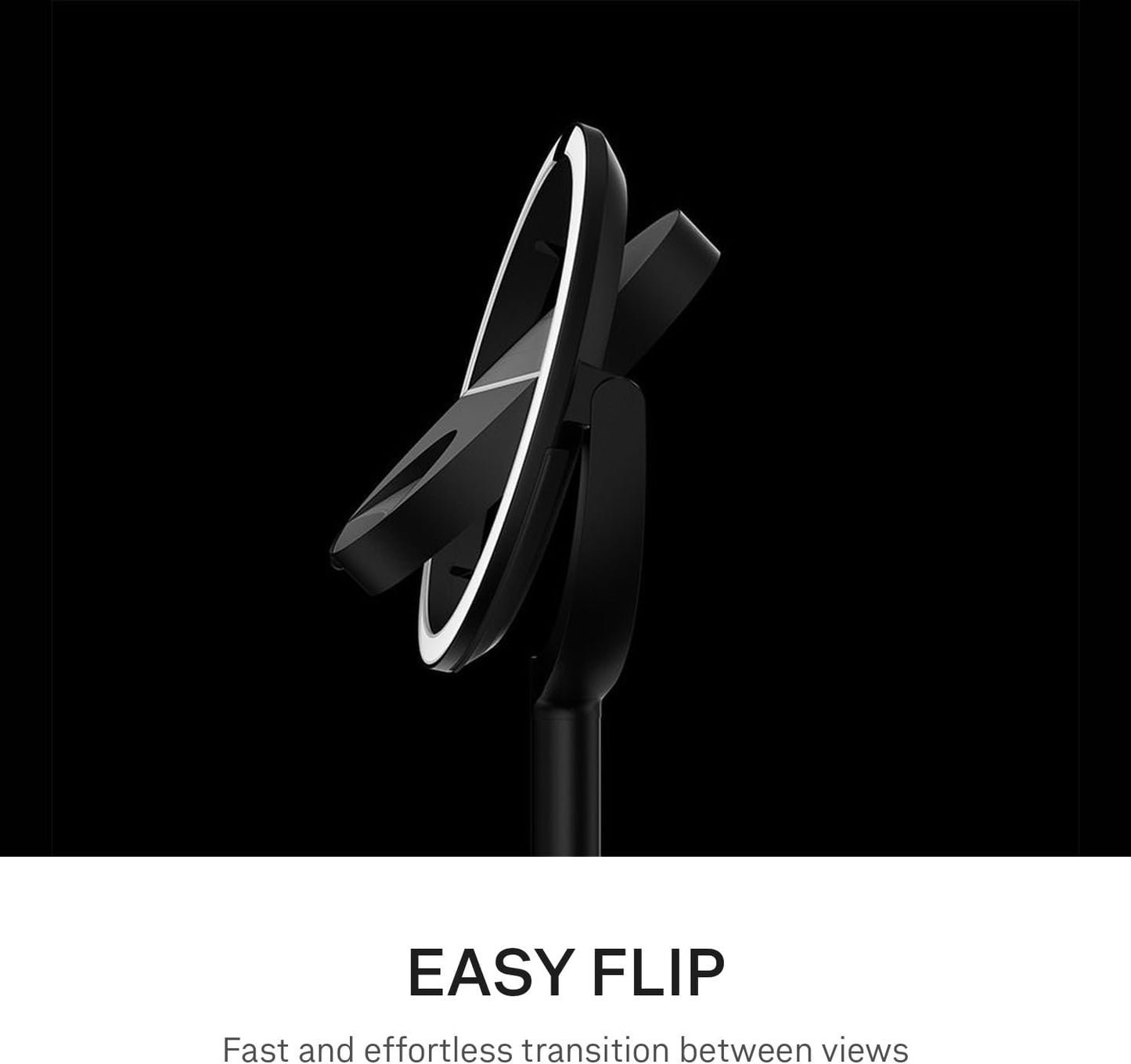 Simplehuman Sensor Mirror Trio - 1X 5X 10X Magnification | Round Rechargeable Makeup Mirror with Tru-Lux® Light and Adjustable Brightness - Matte Black Steel