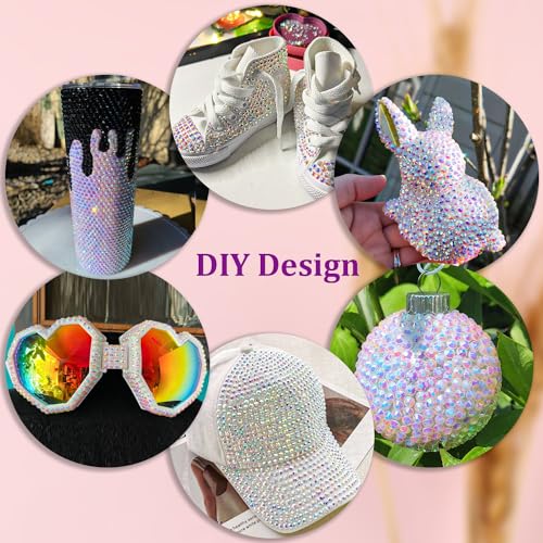 White AB 3mm Resin Rhinestones 6000Pcs with Glue | 10ml B7000 Adhesive & Tools