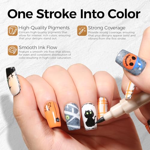 GELLAKTIK 24 Color 0.7mm Nail Art Pens Set for Precise DIY Manicure
