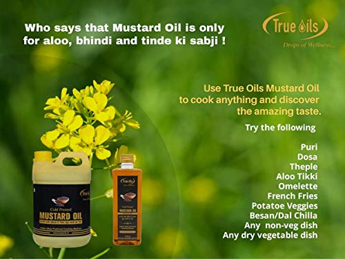 True Oils Cold Pressed Mustard Oil for Hair Growth & Body Massage - 16.90 fl oz