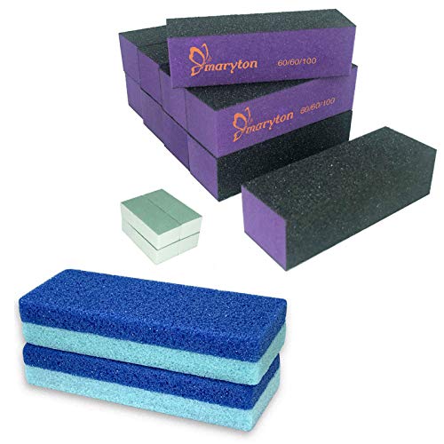 Maryton Nail Buffer Blocks & Foot Scrubber Set for Home Pedicure