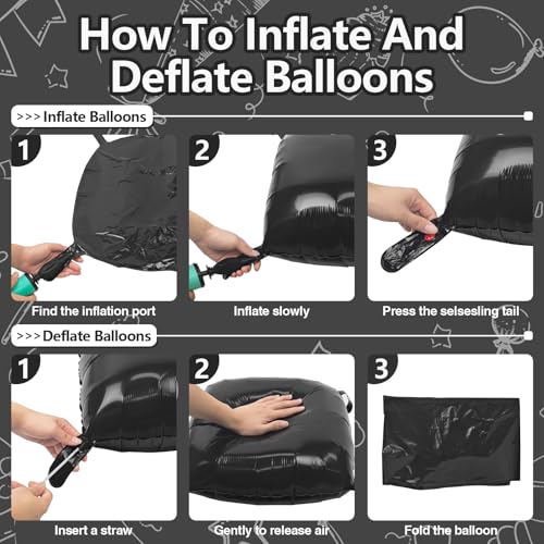 NISOCY 25PCS Black Square Foil Balloon Wall Backdrop Kit