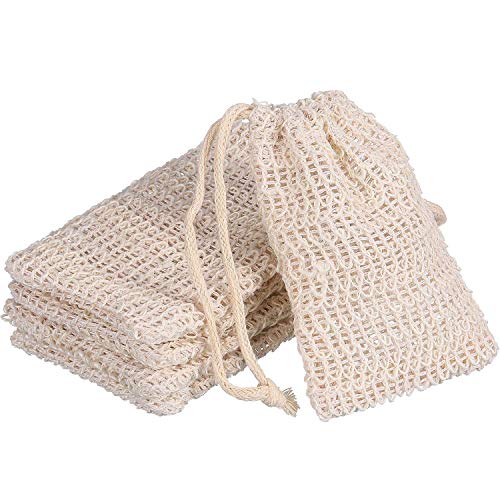 BBTO Cotton Linen Soap Saver Bags - 5 Pack Exfoliating Pouches