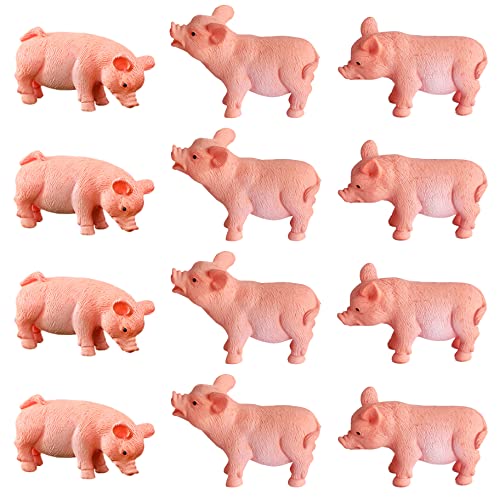 12Pcs Miniature Pig Figurines Set for Fairy Garden & Cake Toppers