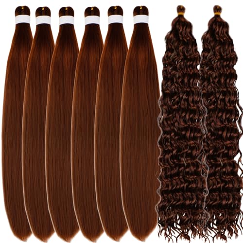 Brown Braiding Hair Extensions with Boho Curls - 26 Inch, Pack of 8