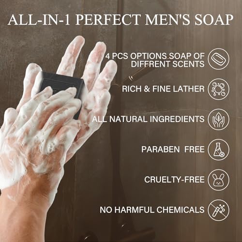 SHVYOG Handmade Men's Soap 4-Pack - Exfoliating & Moisturizing