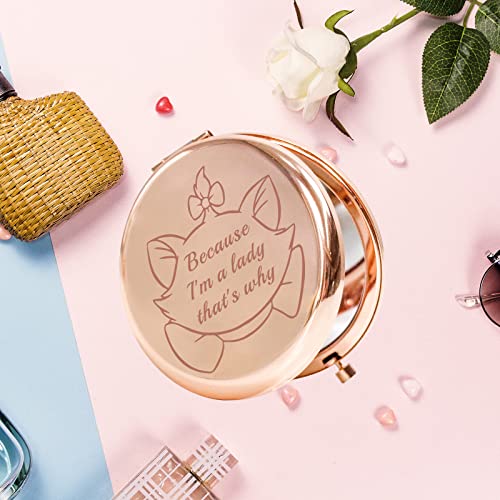 Cat Pocket Compact Makeup Mirror - 'Because I'm a Lady' Gift for Cat Lovers