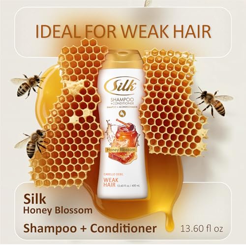 SILK 2-in-1 Strengthening Shampoo and Conditioner with Honey, 13.6 Fl Oz (2 Pack)