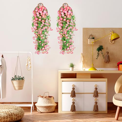 Artificial Morning Glory Vines - 2 Pcs UV Resistant Fake Flowers for Wall Decor