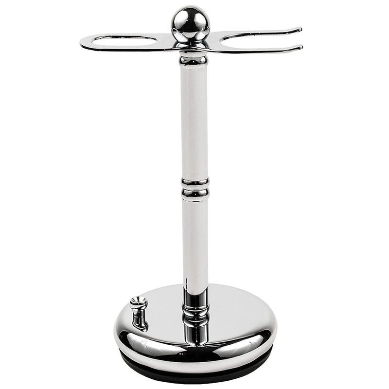 Parker Deluxe Chrome STRAIGHT RAZOR & SHAVE BRUSH Stand – Heavyweight Chrome-Plated Holder with Non-Slip Rubber Base – Fits Straight, Barber Razors & 20–25 mm Shaving Brushes – Wet Shaving Organizer