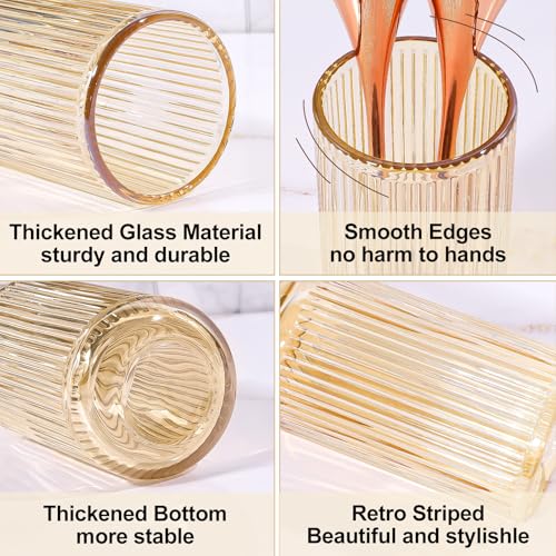 DASITON Crystal Glass Makeup Brush Holder Organizer - Coffee L