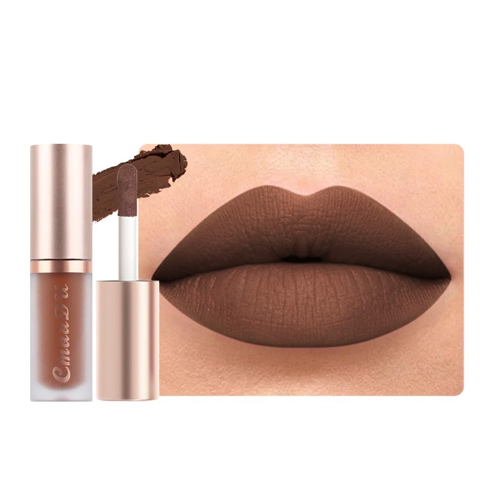 Dark Sexy Red Matte Liquid Lipstick - 24 Hour Silky Velvet Finish for All Skin Tones | Long-Lasting Gloss Set