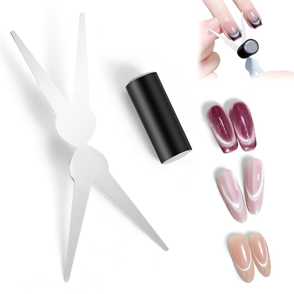 Cat Eye Nail Magnet Tool Set - 2PCS for Scissor & French Tip Designs | DIY Nail Art Kit