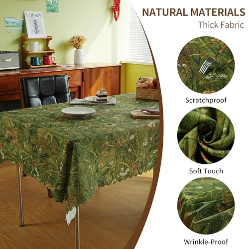 HOMOHEINI Green Rectangle Tablecloth - Waterproof & Stain-Resistant, 52 x 70 Inch