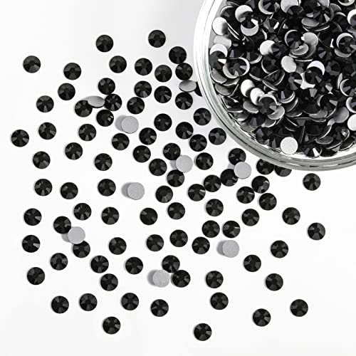 Beadsland Jet Black Flatback Glass Rhinestones, SS10 2.8mm, 14400pcs