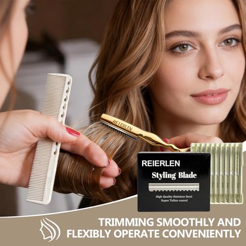 Professional Hair Cutting Razor with 10 Blades & Case - Thinning & Texturizing Tool