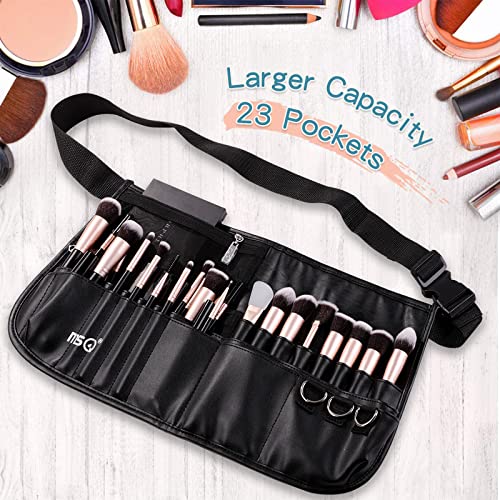 MSQ Large Capacity Makeup Brush Bag with Adjustable Belt Strap