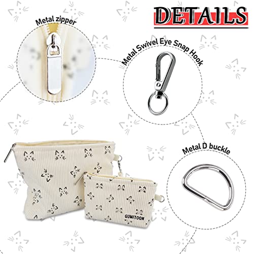 GUMITOON 2-Pack Makeup Bags for Women, Travel Cosmetic Organizer with Cat Design