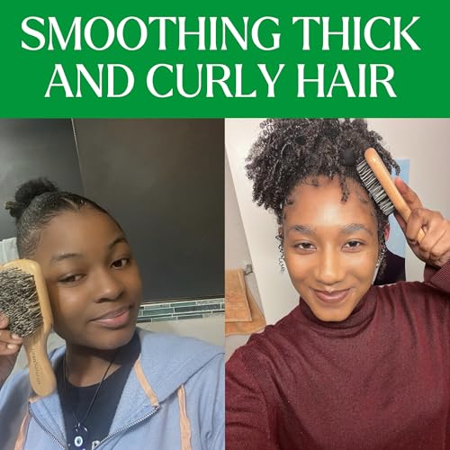 GranNaturals Hard Bristle Hair Brush for Men & Women - Thick, Curly, Slick Back & Wave Styling