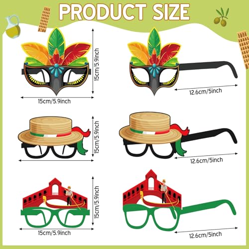 Italian Party Decorations - 32 Pcs Paper Eyeglasses for Themed Events