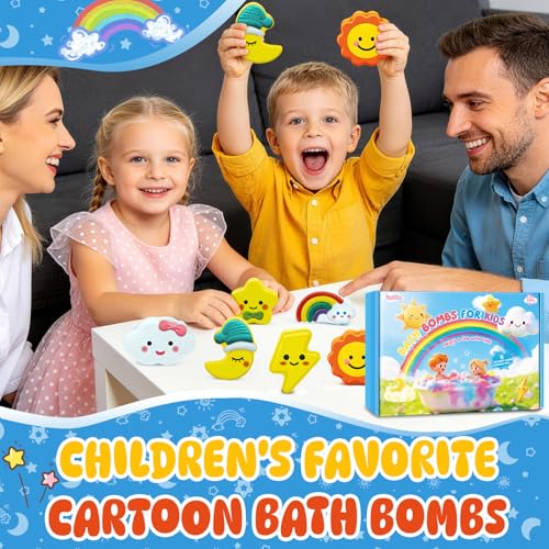 Suyfeifan Kids Bath Bombs Set - 6 Natural Sky Shapes with Fun Scents