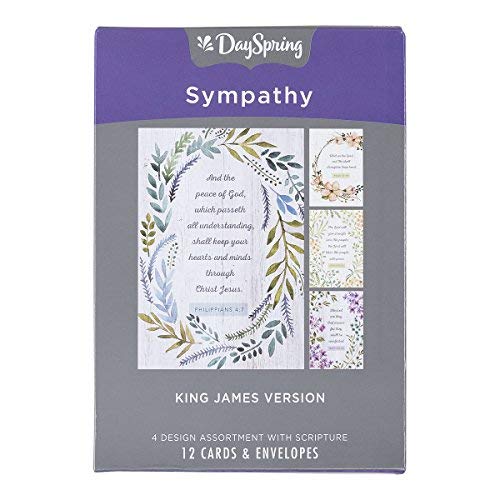 Sympathy Greeting Cards Set - KJV Scriptures - 12 Botanical Designs