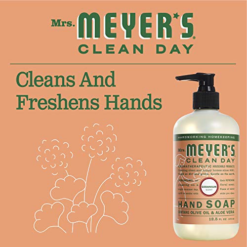 Mrs. Meyer’s Geranium Liquid Hand Soap 12.5 oz Pack of 2 - Uplifting Scent