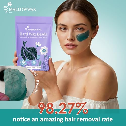 Mallowwax Hard Wax Beads for Sensitive Skin - 1lb Stripless Hair Removal